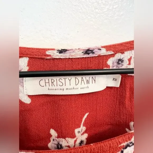 Christy Dawn Mia dress in Crimson Vine Cottagecore orange floral XS sustainable - Picture 8 of 14